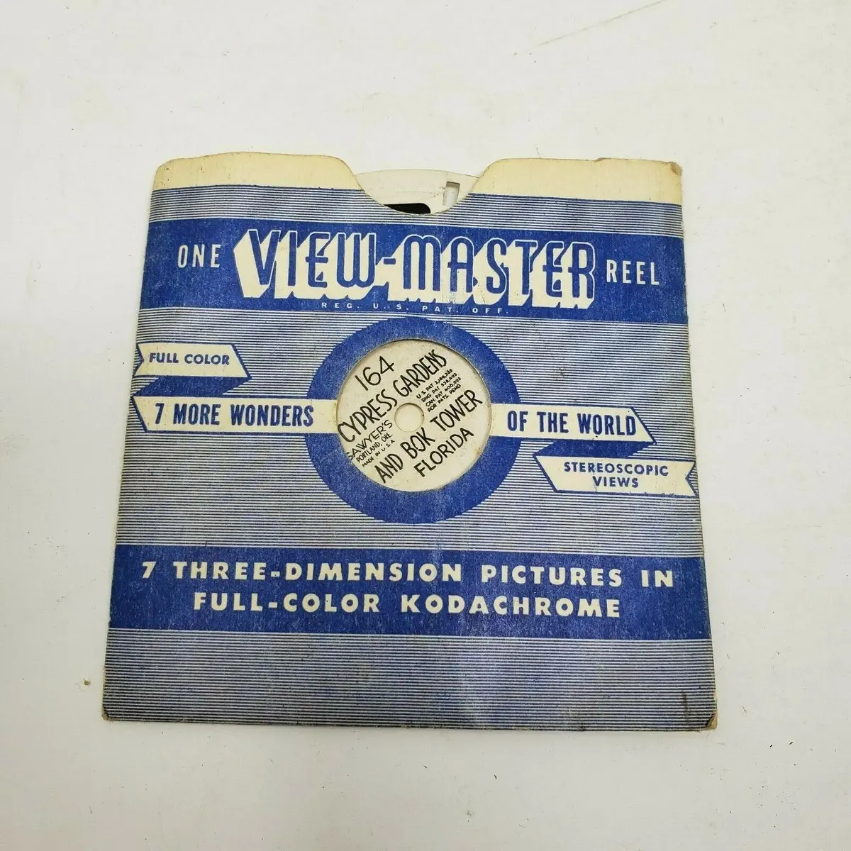 View-Master Vintage Sawyers Reel 164 Cypress Gardens Bok Tower Florida 3D Color 1