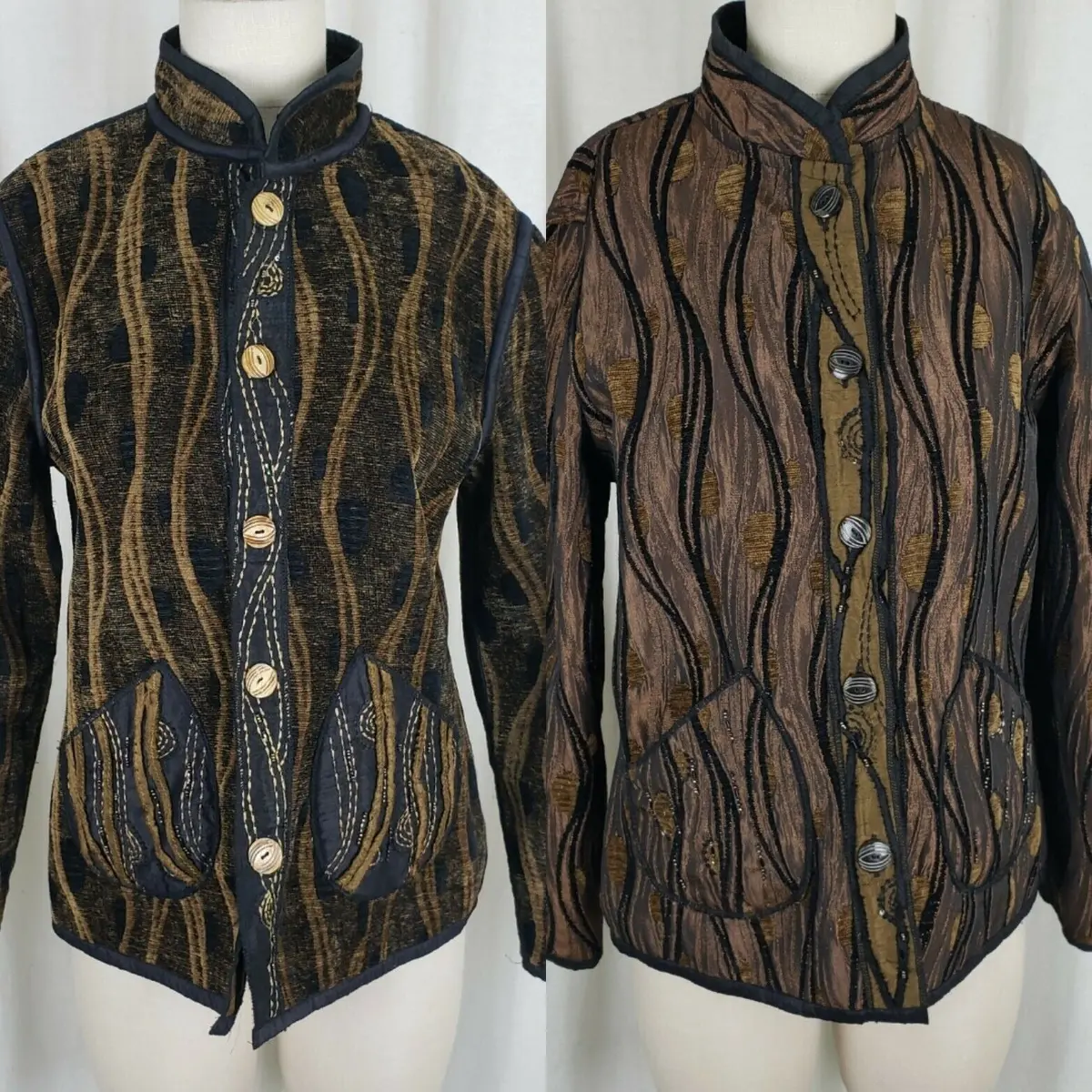 Fuzzy Brushed Cotton Velvet Like Reversible Jacket Blazer Womens S 80S Textured 1