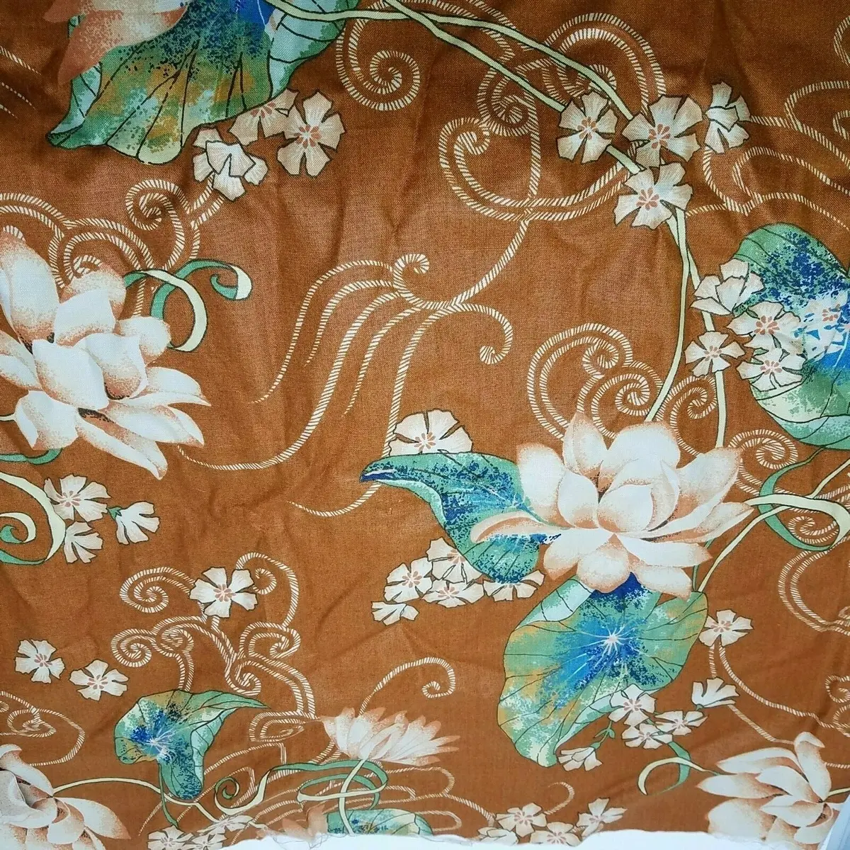 Charles Steinberg Water Lilies Hawaiian Asian Floral Fabric 35.5 X 49.5 Inches 1