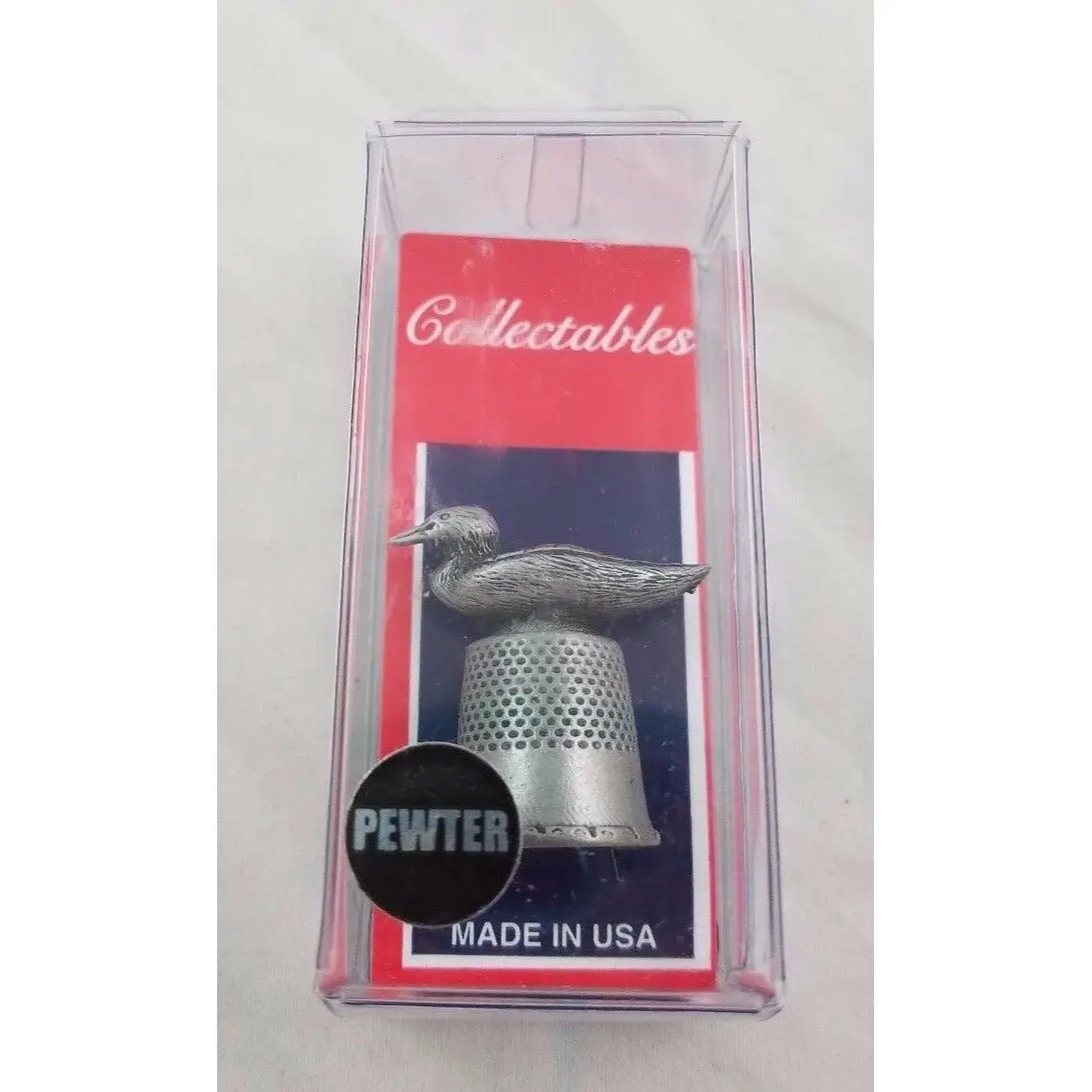 Vintage Pewter Loon Mallard Duck Bird Water Fowl Thimble Collectables Souvenir 1