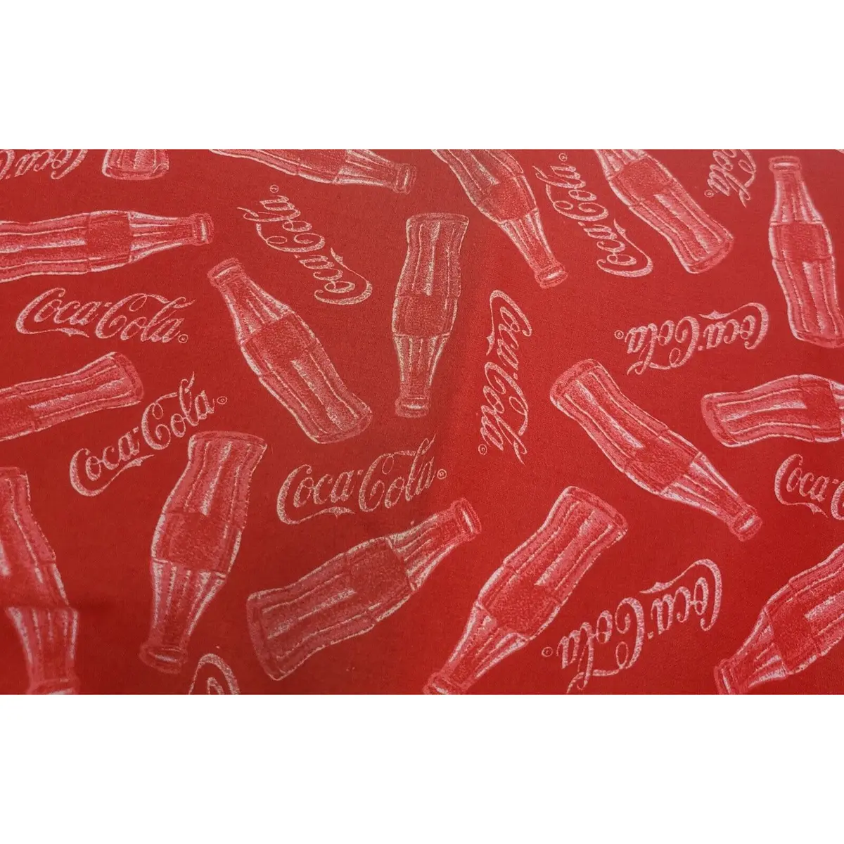 Vintage Coca-Cola Silhouette Bottles Red Script Coke Fabric 2.5+ Yards Material 1