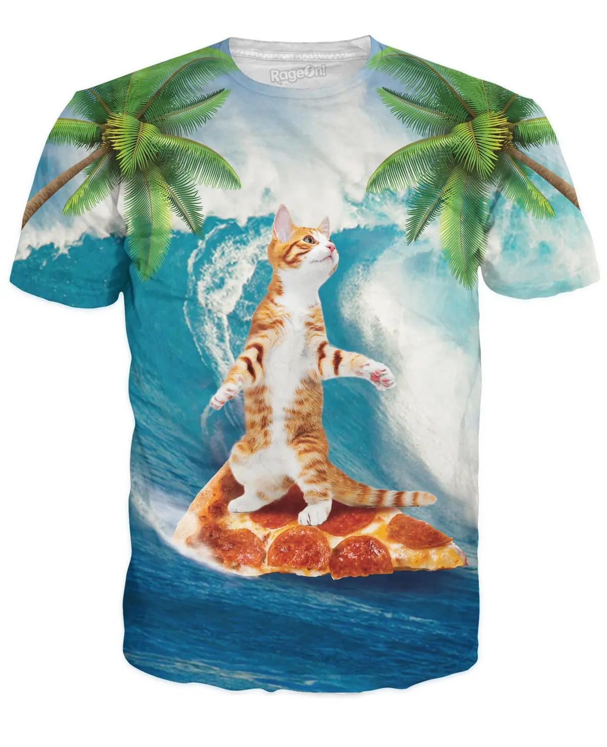 Cool Surf Cat Graphic T-Shirt