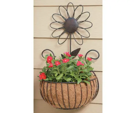 Metal Daisy Wall Basket With Coco Liner 1