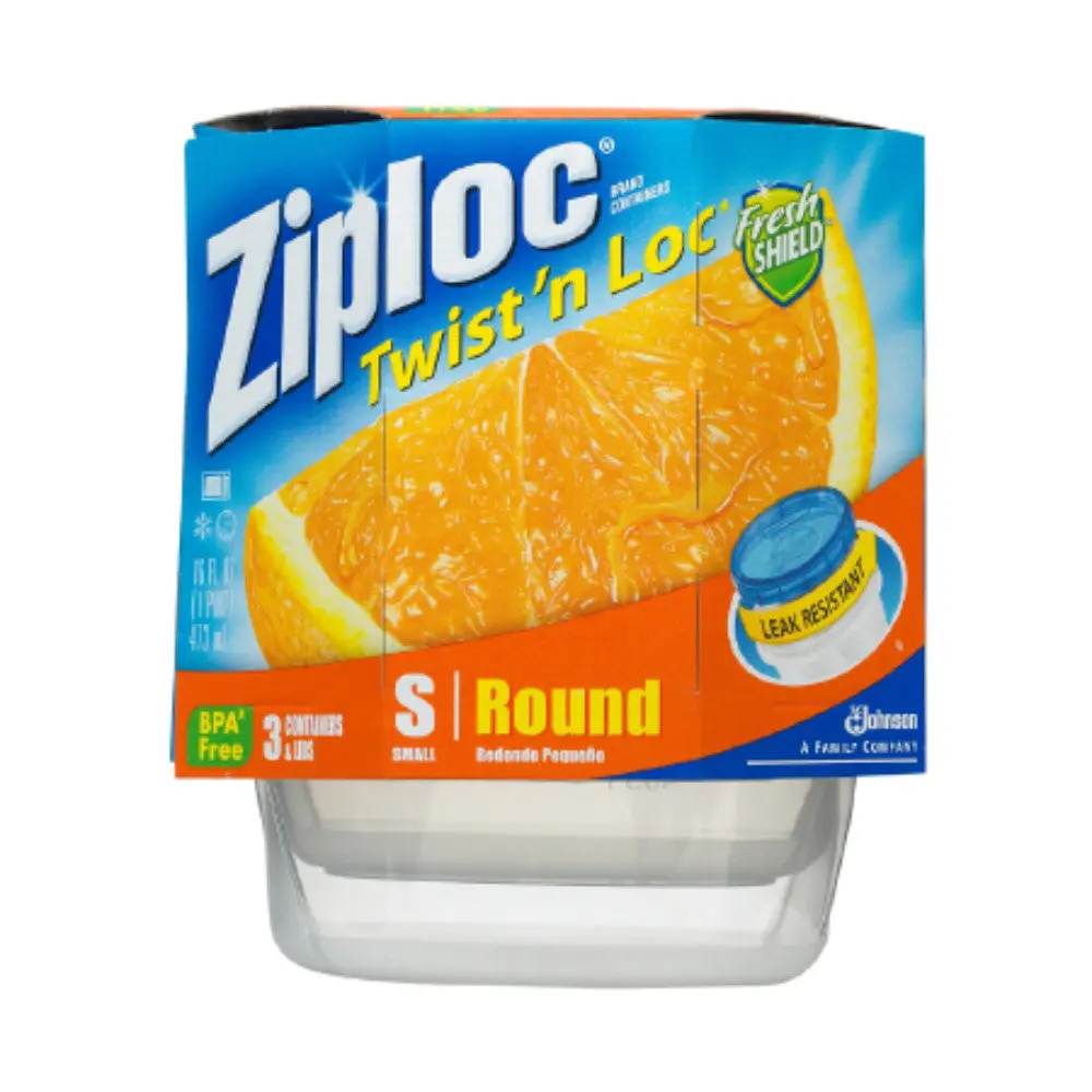 Twist N Loc Round Plastic Storage Container Small 3-Bowl-Lid 1