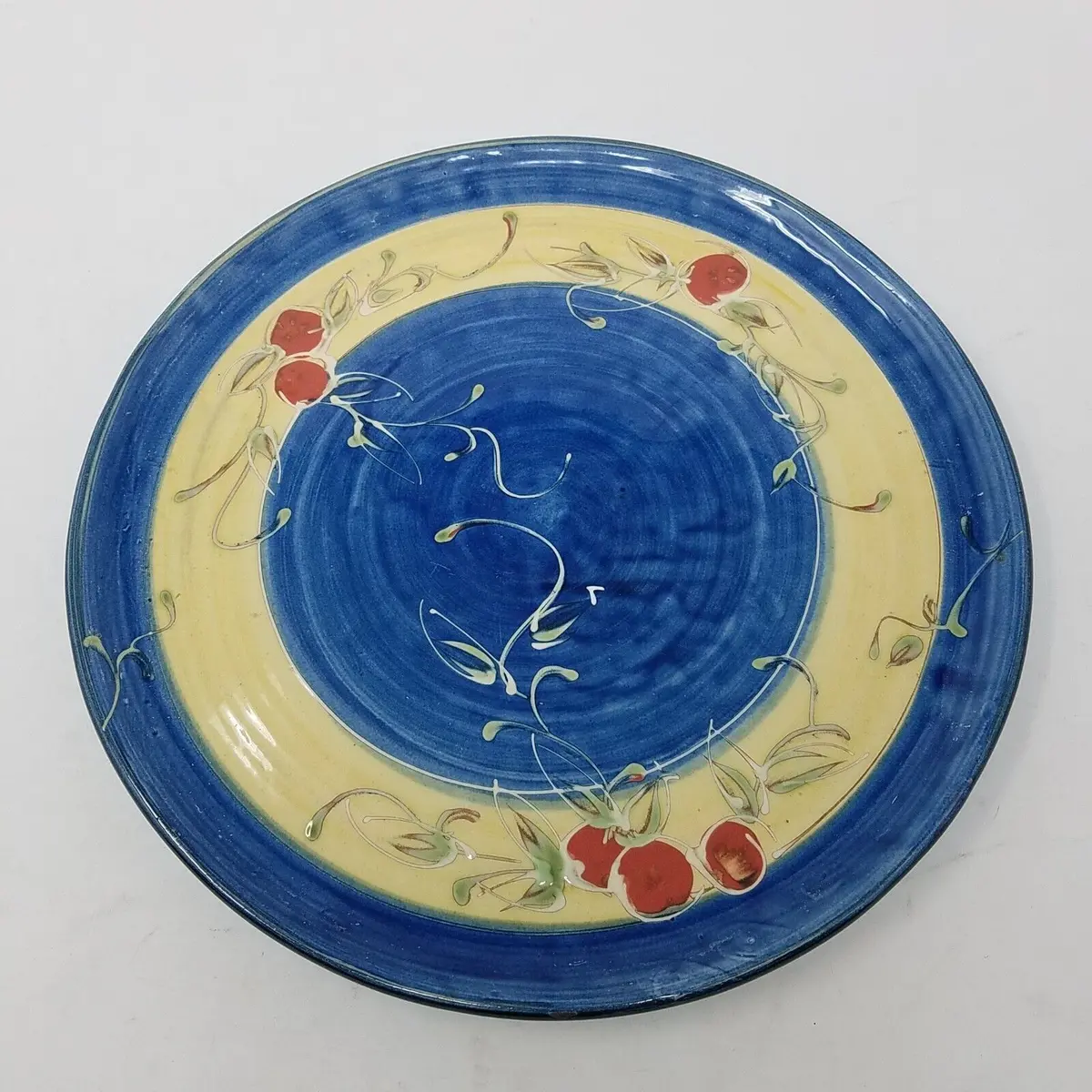 Brigitte Hand Painted Ceramic Dinner Serving Plate Platter Yellow Floral France 1