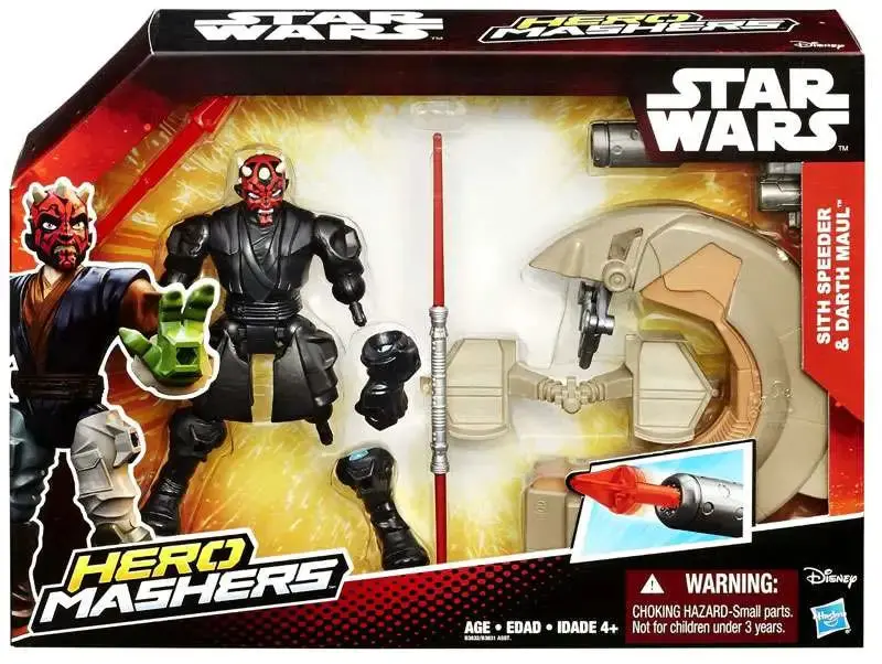 Star Wars Hero Mashers (Phantom Menace) Sith Speeder & Darth Maul Customizable 6-Inch Figure (B3832) Last One! 1
