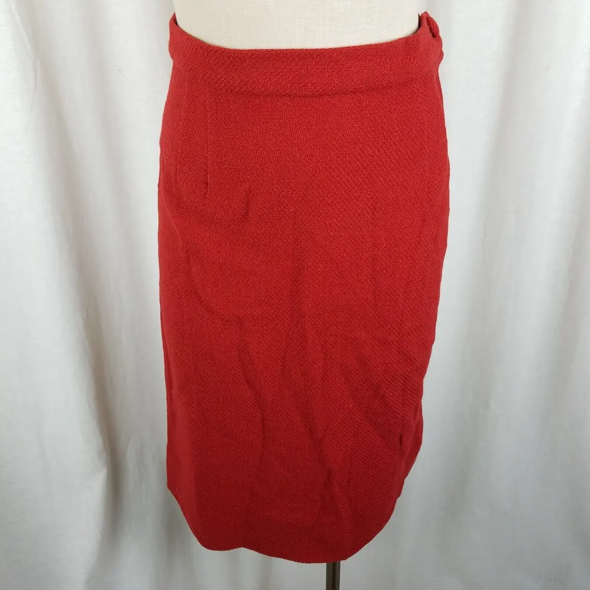 Vintage Handmade Red Winter Wool Short Skirt Womens S 50S 60S 70S Geek Chic 1