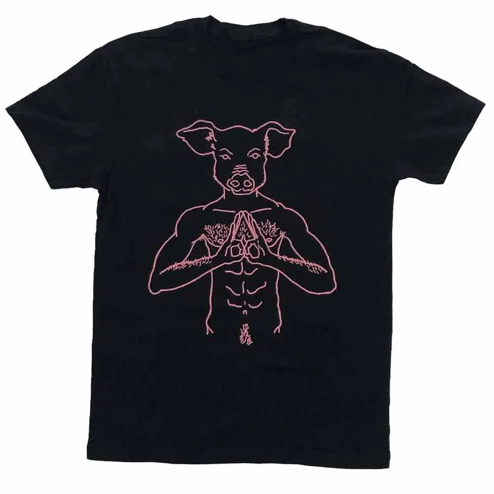 Pig Head Pink Print T-Shirt 1