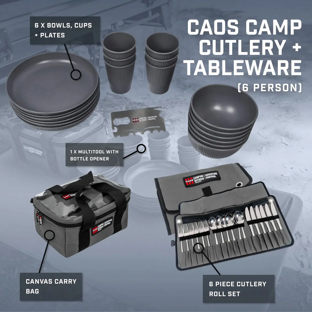 Caos Camp Cutlery & Tableware (6 Person) 1
