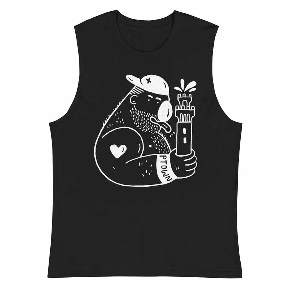 Pilgrim Monument Ptown Bear Sleeveless T-Shirt 1