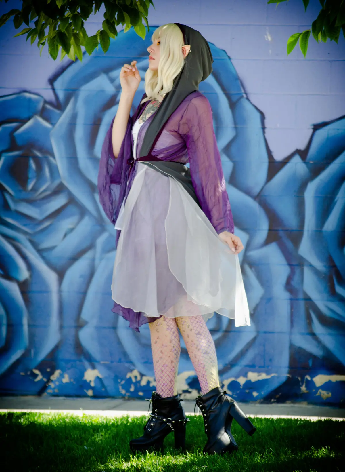 Hooded Bustle | Maroon And Grey | By Katdog Couture 1