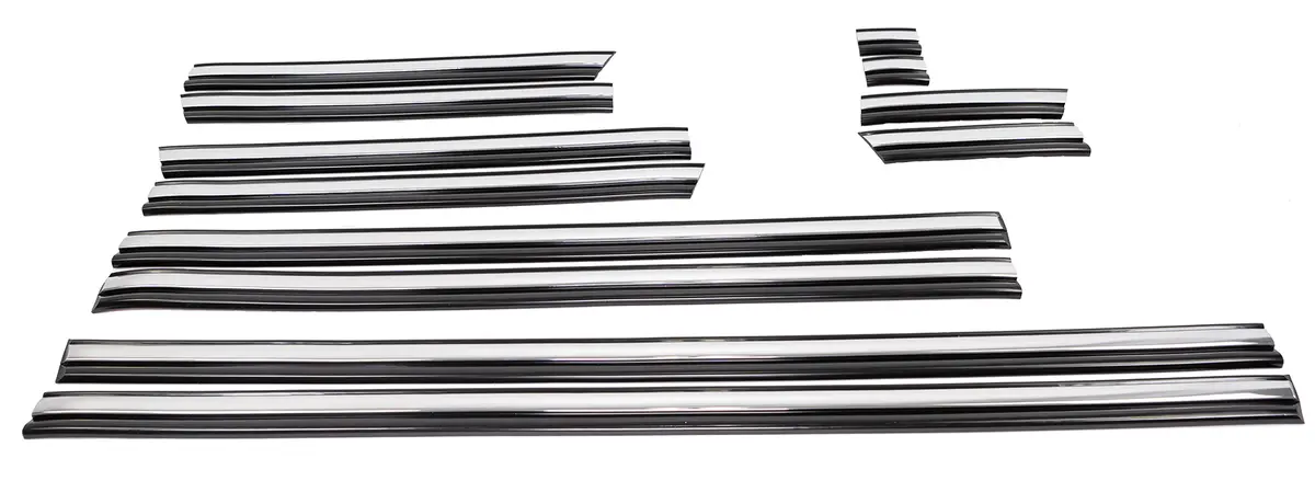 Complete Performance Chrome Body Molding Set - Black - 1992-1997 Ford F-Series & Bronco- Regular Cab- Short Bed - Blem 1