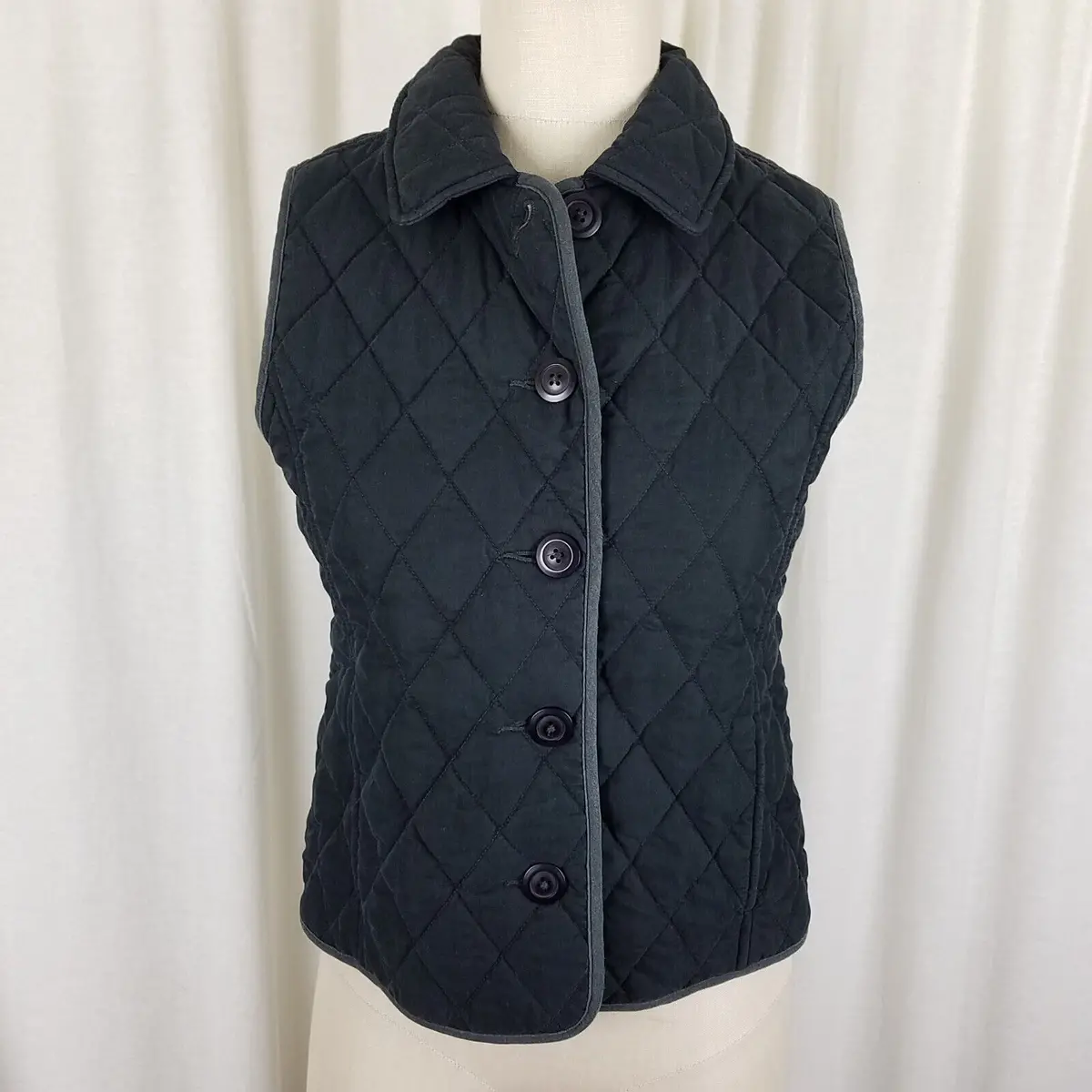 Ll Bean Petites Upcountry Plaid Lined Quilted Cotton Outdoor Vest Womens Xsp 1