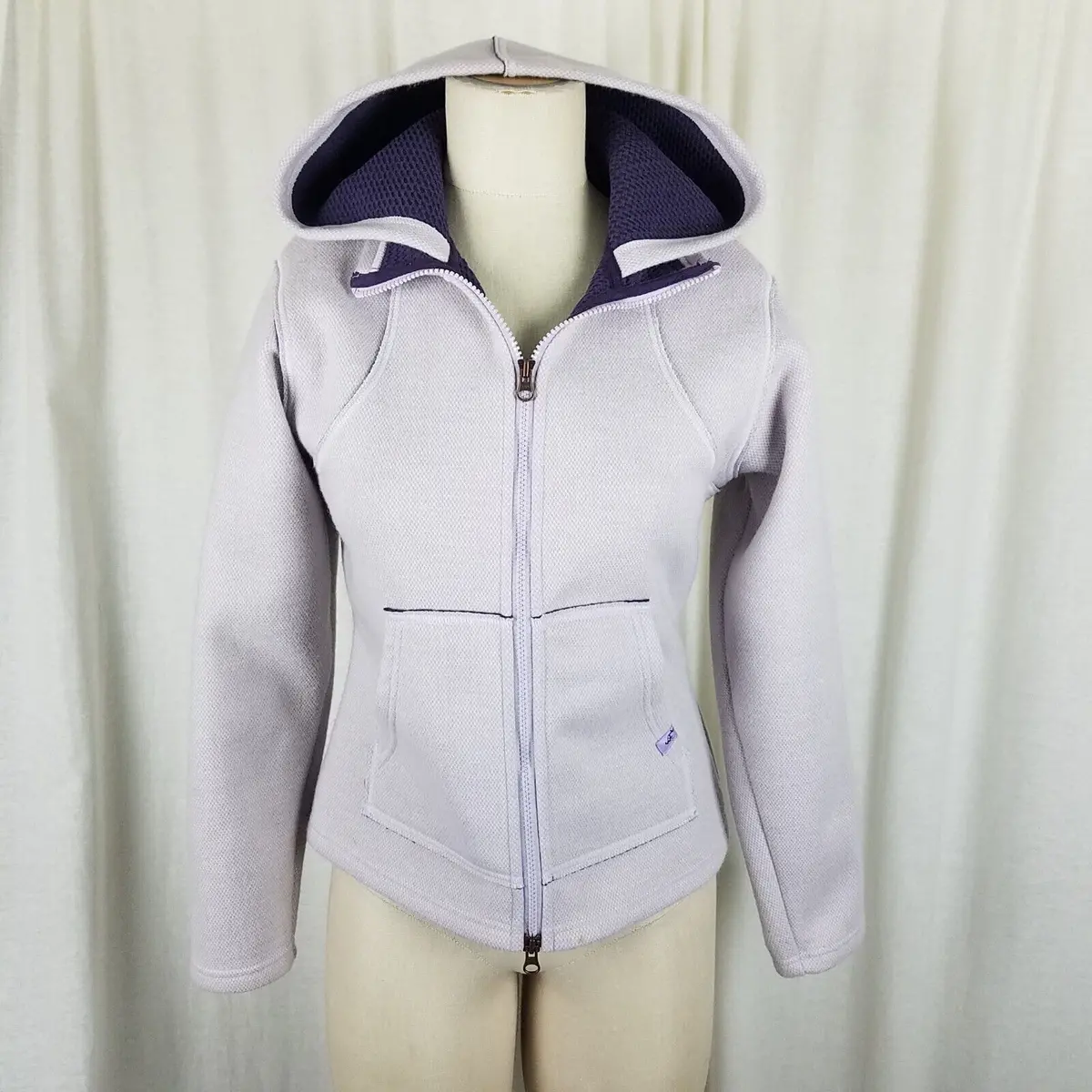 Eastern Mountain Sports Waffle Lined Hooded Wool Zip Windbreaker Jacket Womens S 1