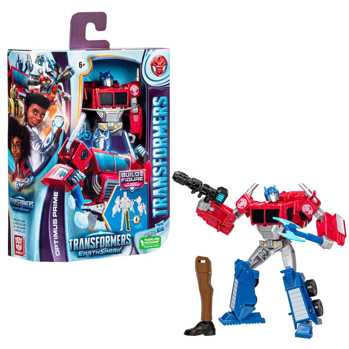 Transformers Earthspark - Dr. Meridian Mandroid Baf - Deluxe Class Optimus Prime Action Figure F6735 1