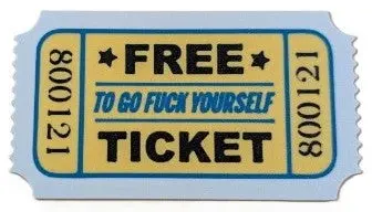 Novelty Admission Ticket & Fridge Magnet - Free Ticket To Go F*Ck Yourself - Fun Prop (5 X 2.8-Inch) 1