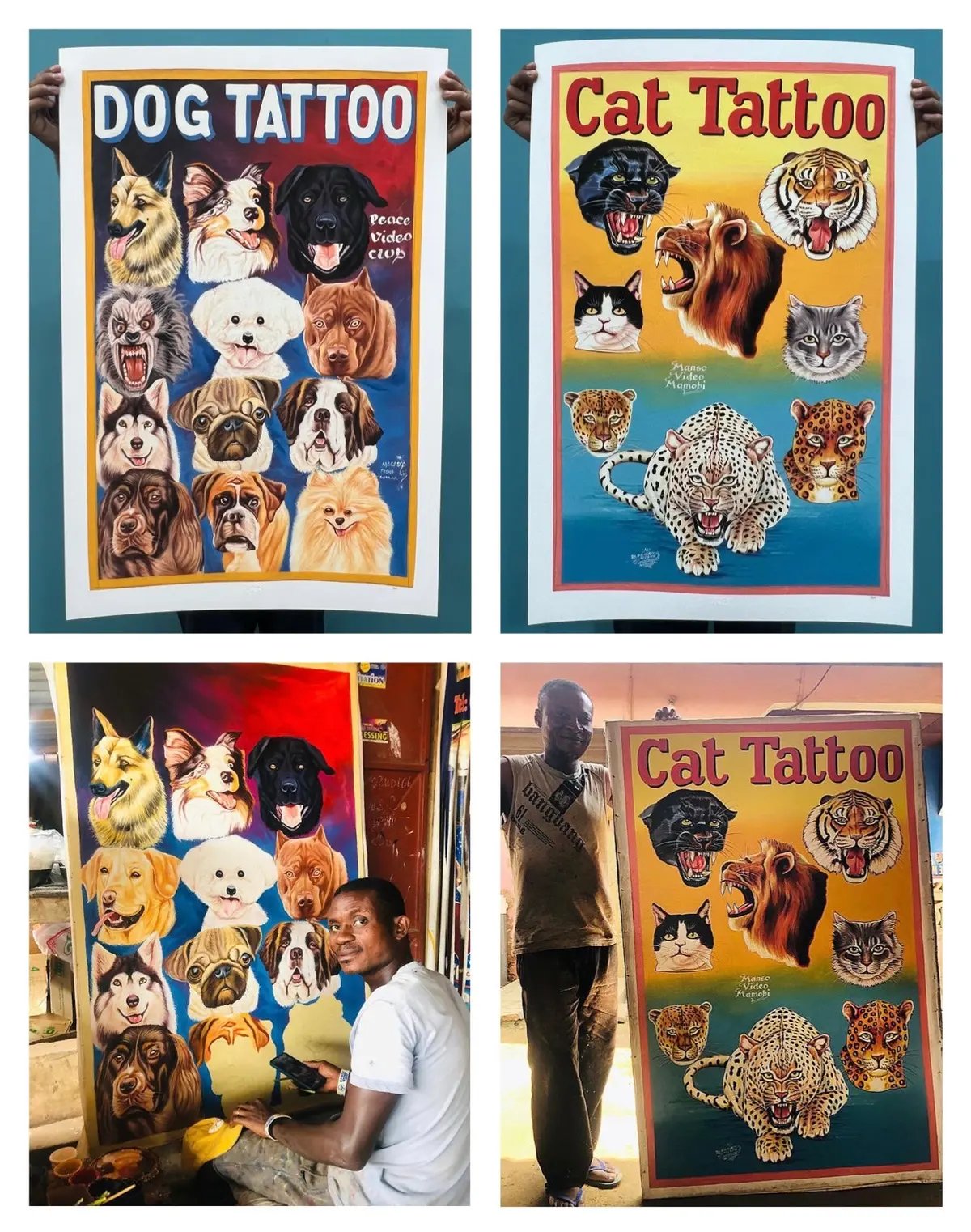 Dog Tattoo & Cat Tattoo - Set Of 2 Limited Edition Archival Giclée Prints From Static Medium By Magasco & Heavy J 1