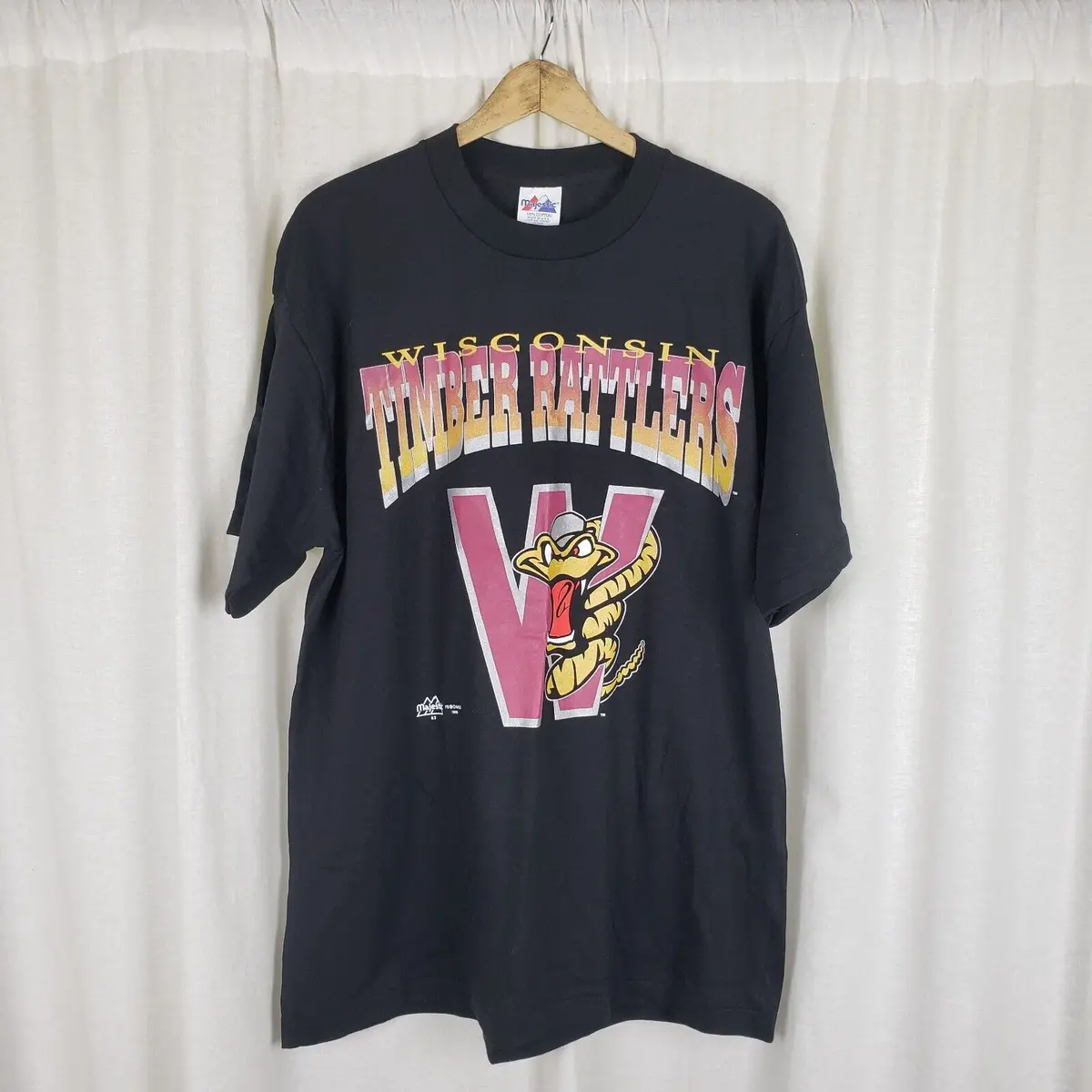 Vintage Wisconsin Timber Rattlers Majestic Baseball Black Tshirt Mens Xl 90S Usa 1