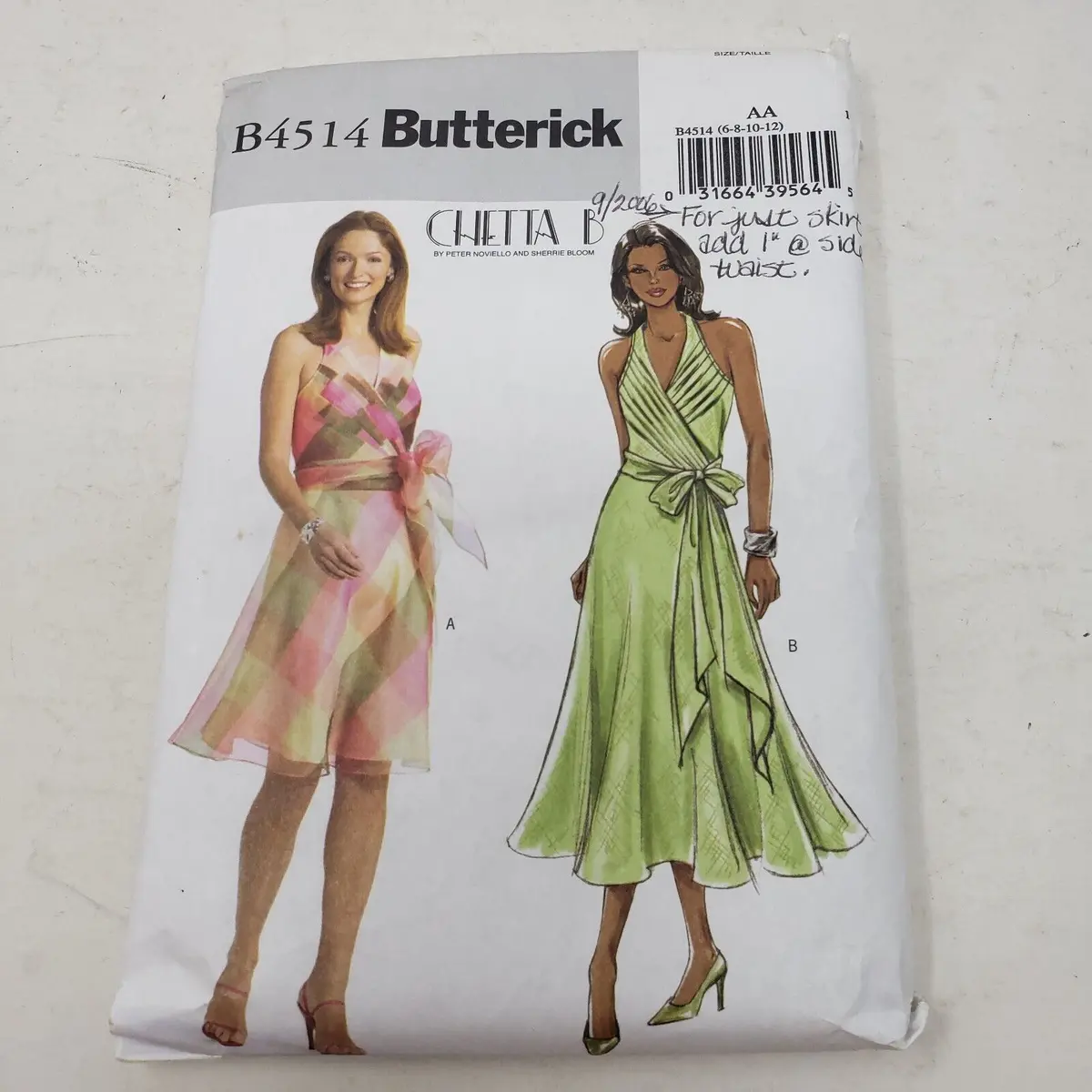 Butterick B4514 Cheta B Designer Dress Sewing Pattern Size 6-8-10-12 Halter Sash 1
