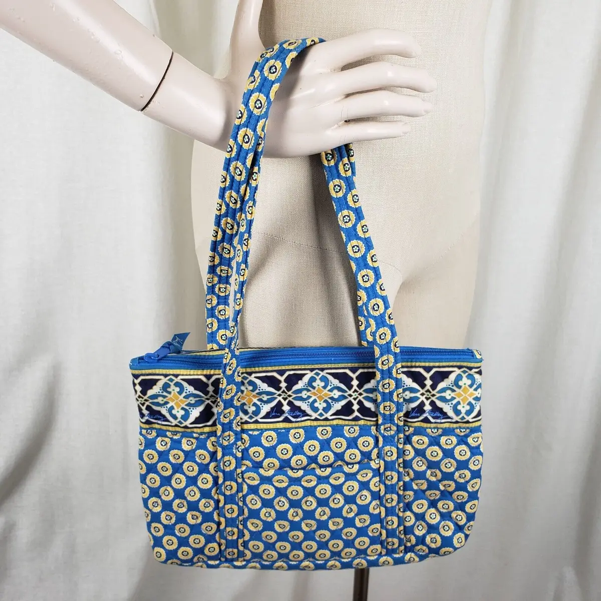 Vera Bradley Riviera Blue Little Betsy Shoulder Tote Handbag Purse Retired 2008 1