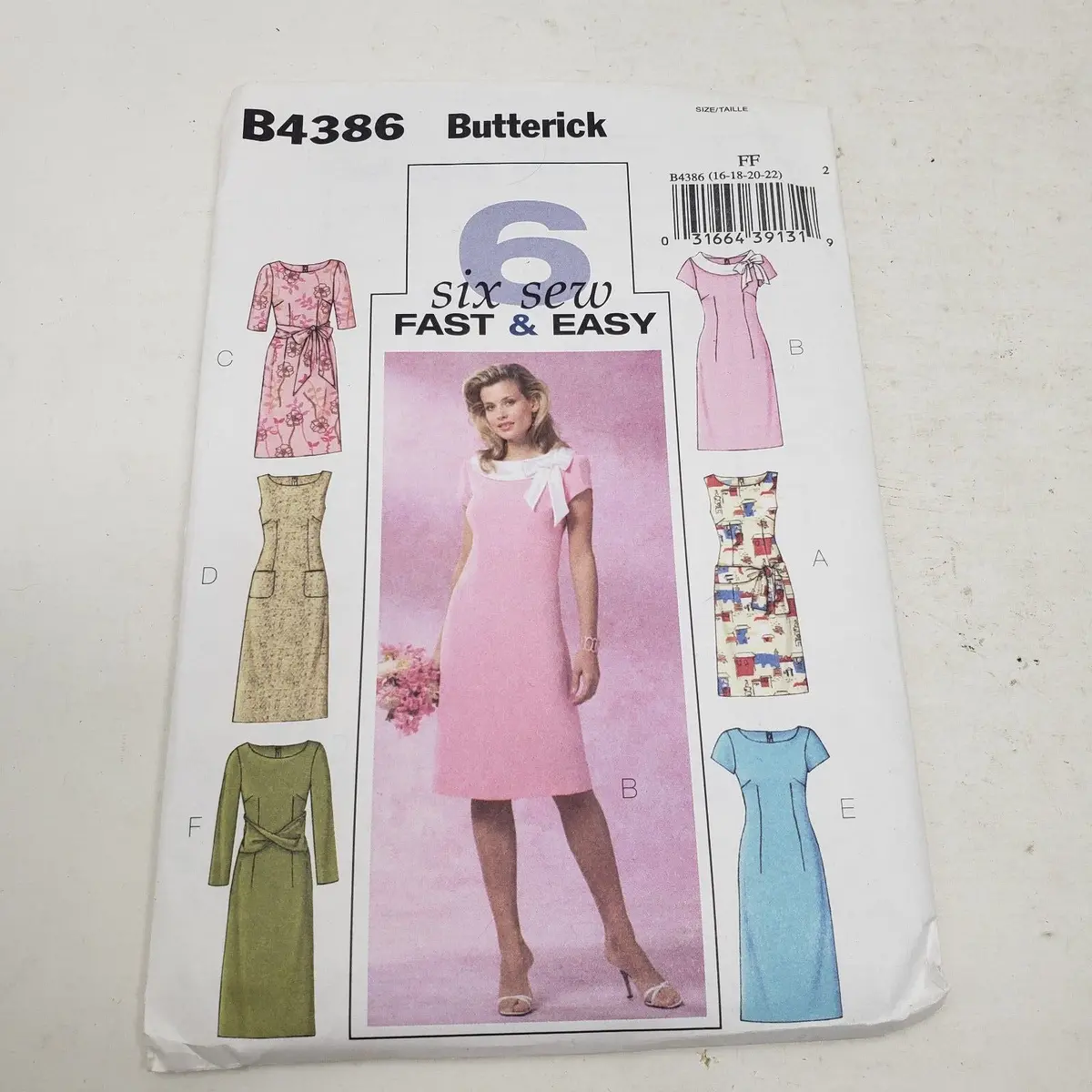 Butterick 6 Sew Fast & Easy Sewing Pattern B4386 Women Sizes 16-18-20-22 Dress 1