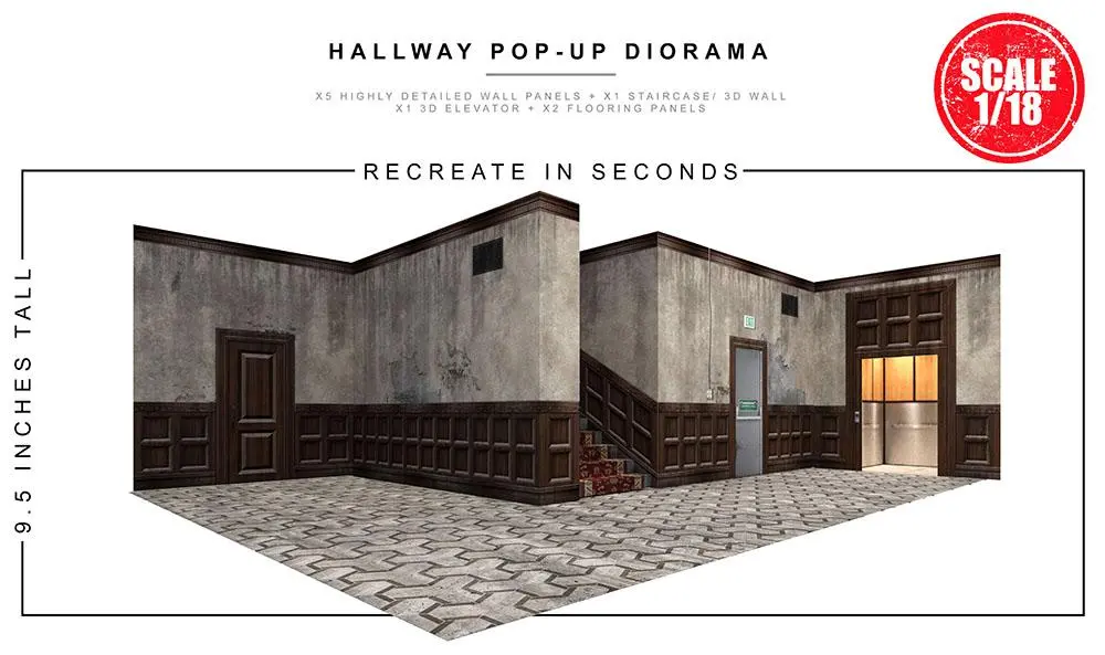 Extreme-Sets Hallway Pop-Up Diorama 1:18 (For 3.75 Inch Scale Action Figures) Playset Low Stock 1
