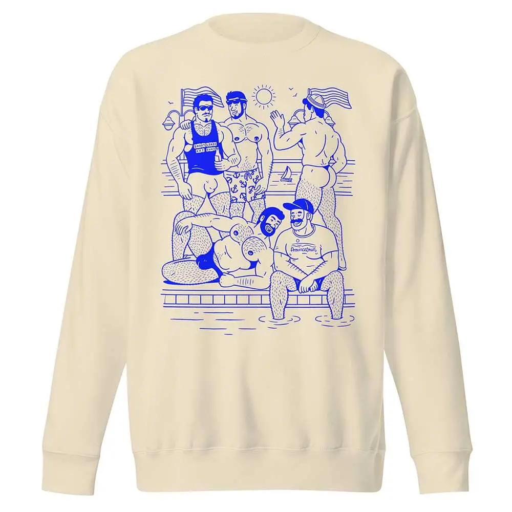 Ptown Boatslip Tea Crew Sweatshirt Royal Print 4