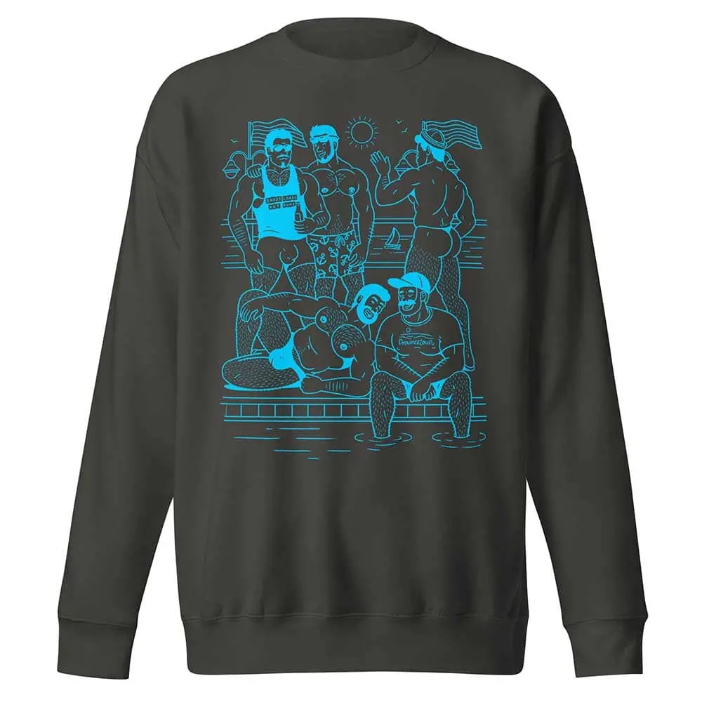 Ptown Boatslip Tea Crew Sweatshirt Light Aqua Print 3