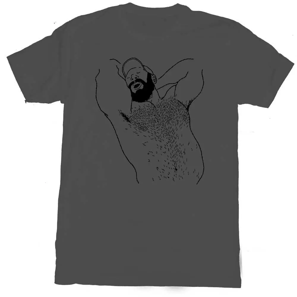 Kinky Needles Arms Up Bearded Bear Black Print T-Shirt 1
