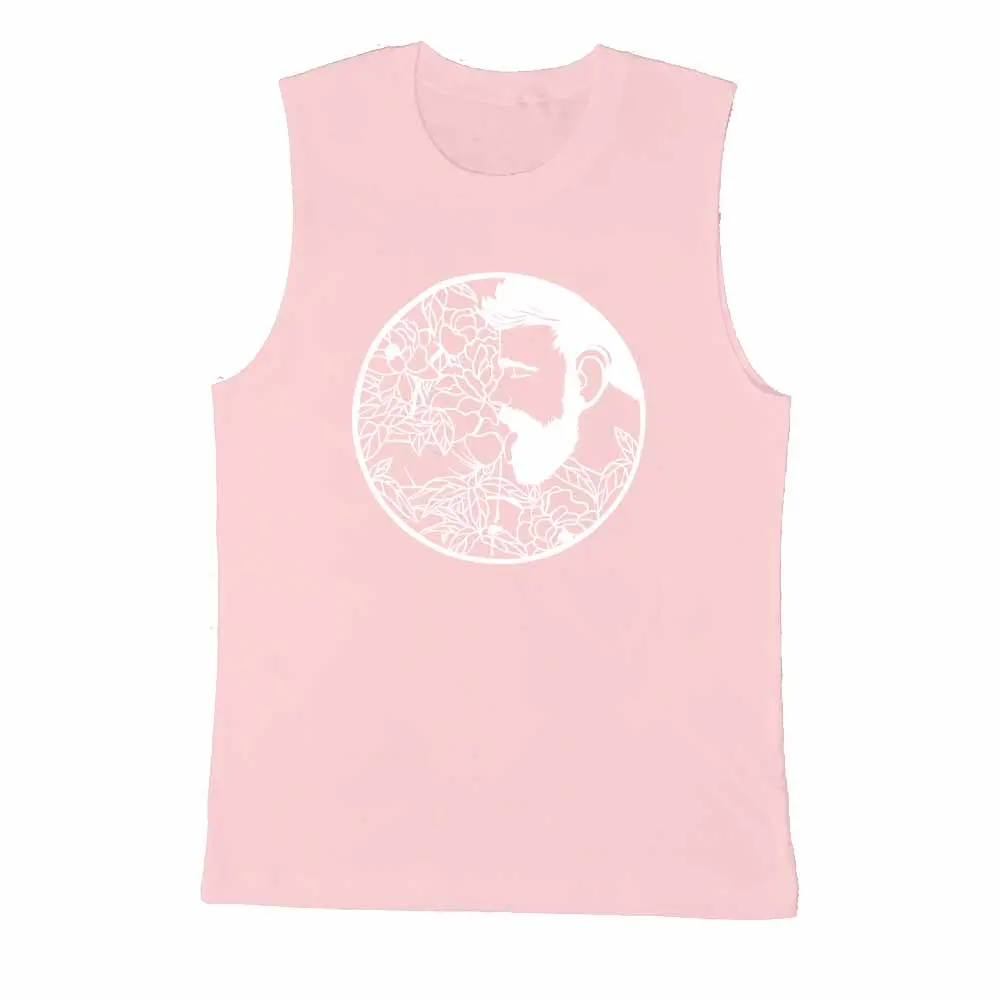 Kinky Needles Bearded Floral Nectar Pink Sleeveless T-Shirt 1