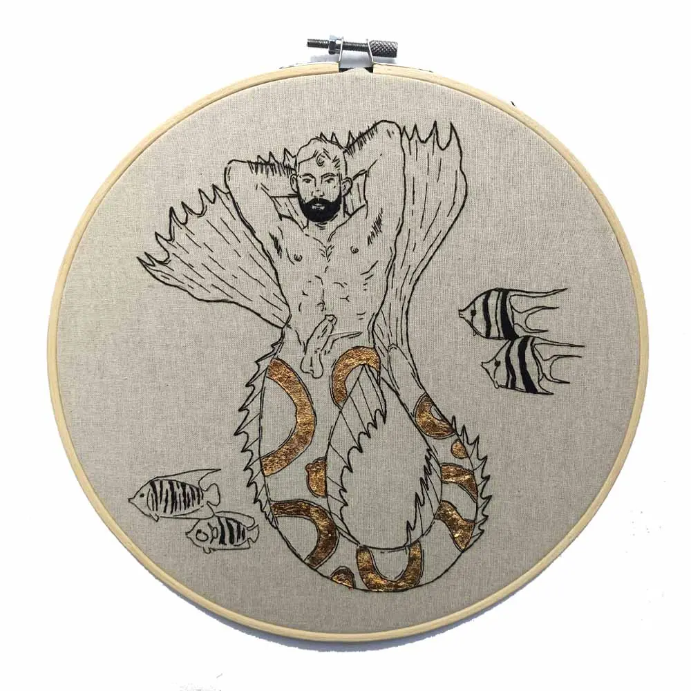 Merman With Embellished Tail Embroidery 1