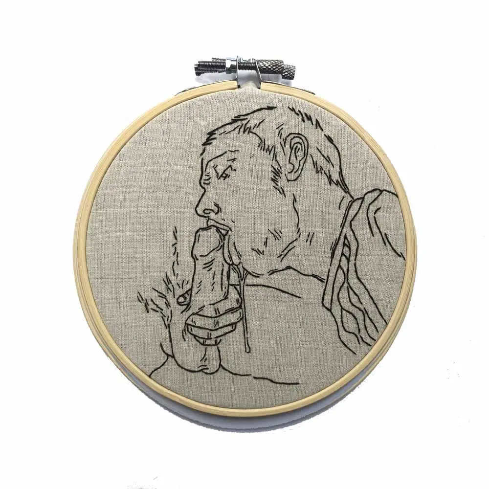 Slobbering On Uncut Meat Original Embroidery 1
