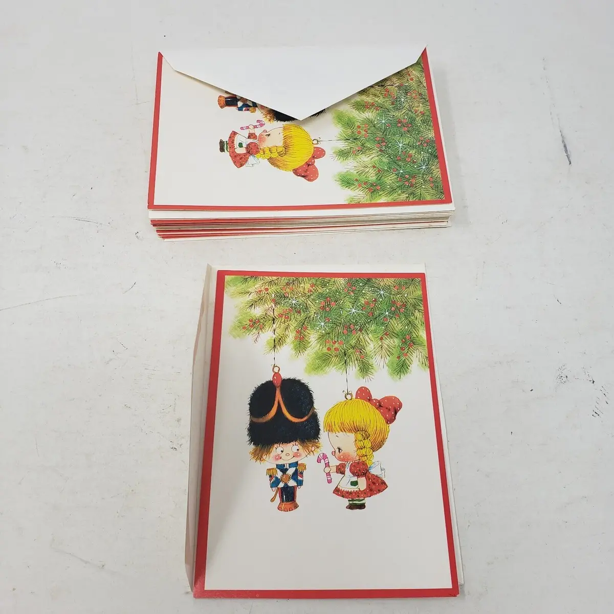 Vintage Norcross Toy Soldier Boy & Doll Very Merry Christmas Greeting Card Lot 1