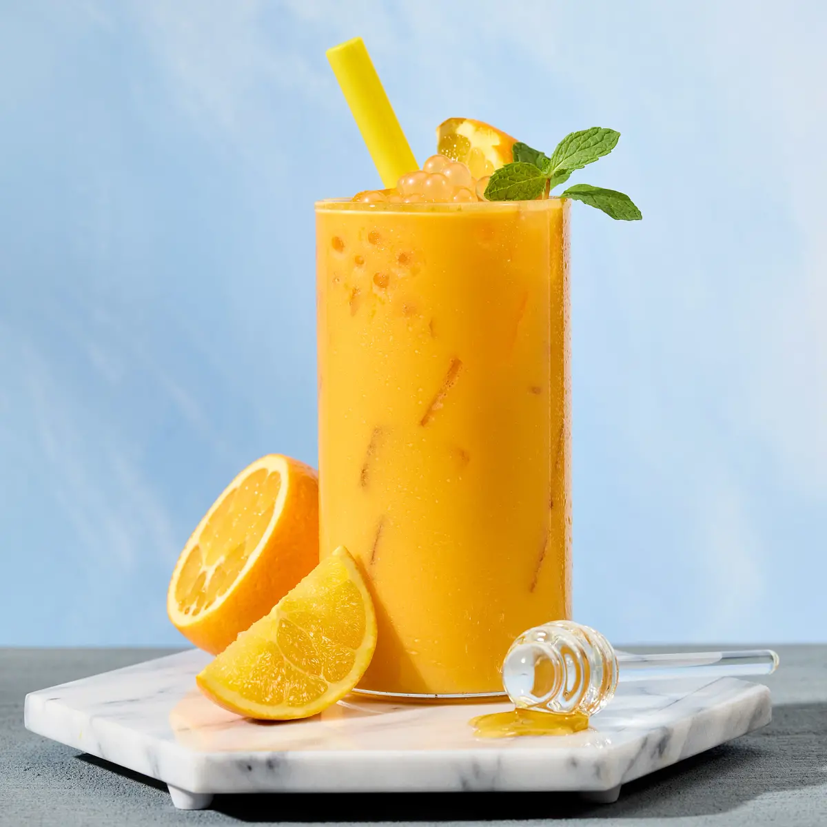 Orange Ginseng Honey Green Tea Boba 1