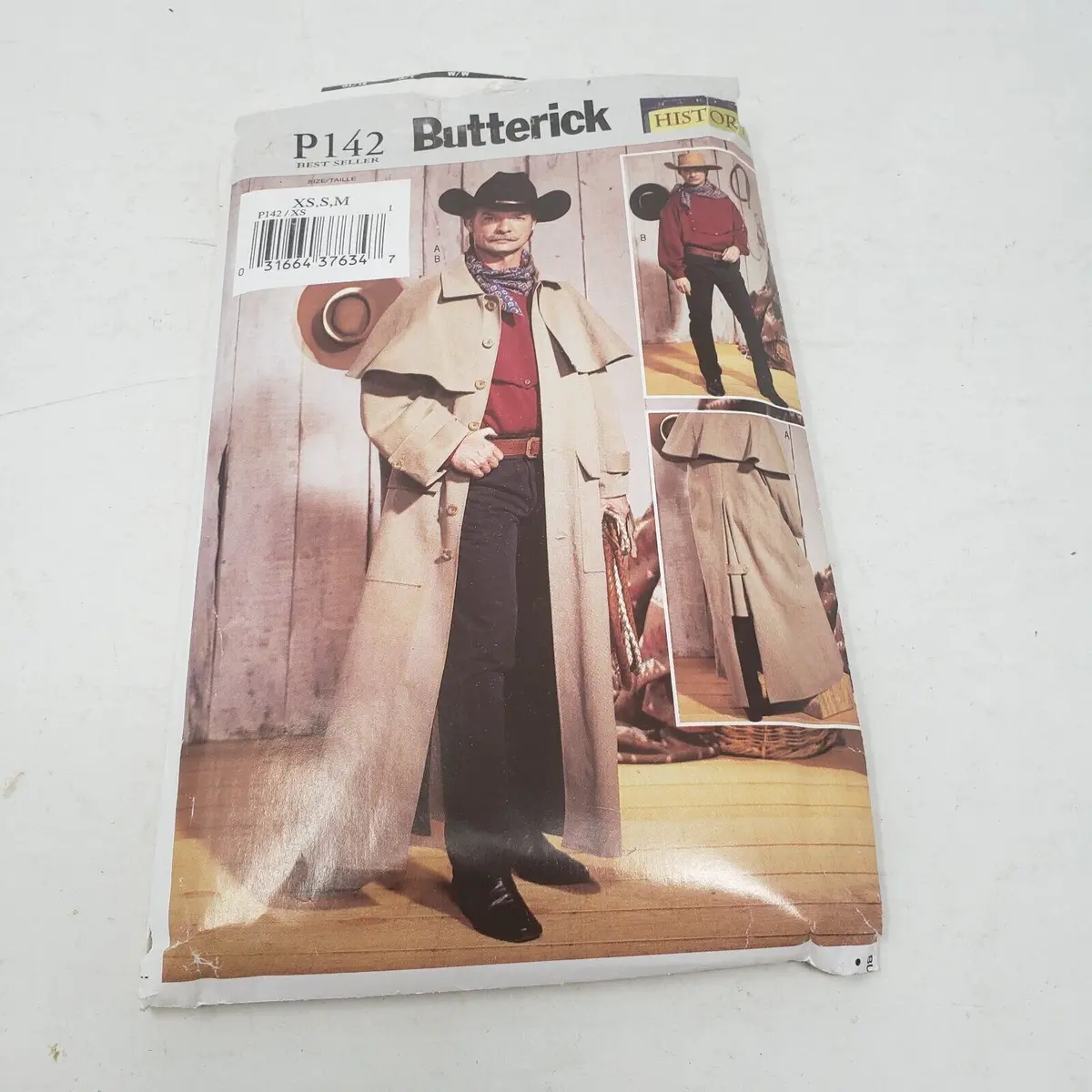 Butterick History Sewing Pattern P142 Mens Sizes Xs-S-M Long Duster Western Coat 1