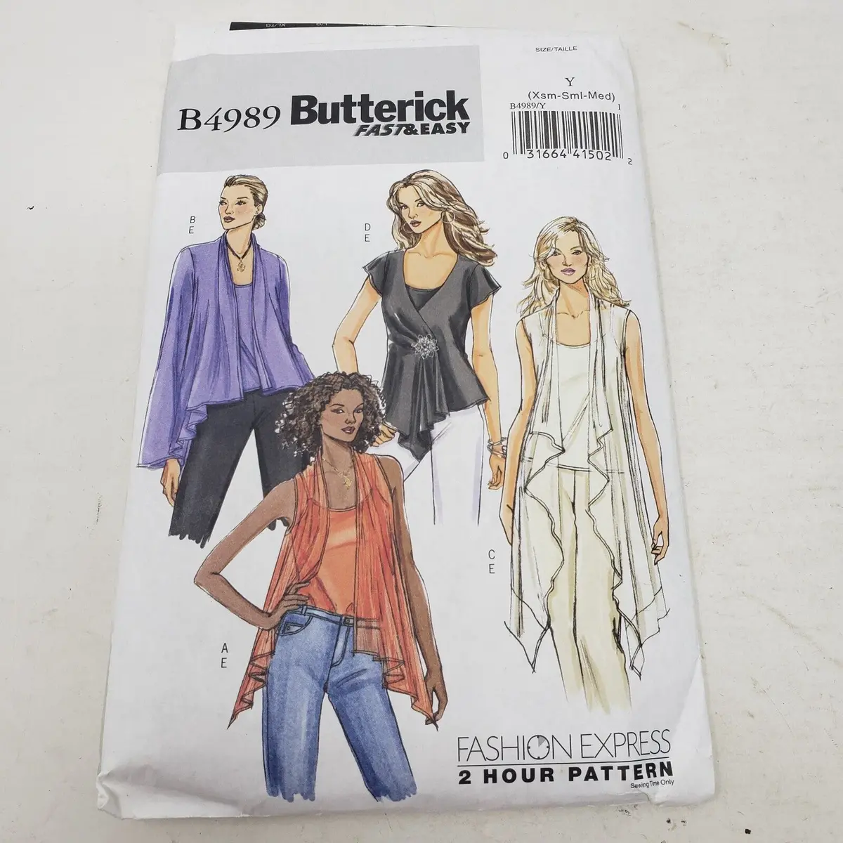 Butterick Fashion Express Sewing Pattern B4989 Women Xs-S-M Swing Jacket Top 1
