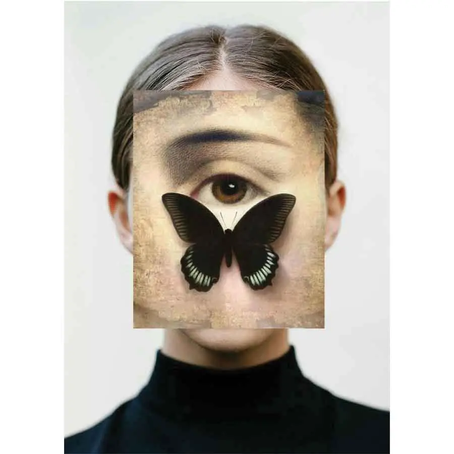 Naro Pinosa Butterfly Eye Face Postcard 1