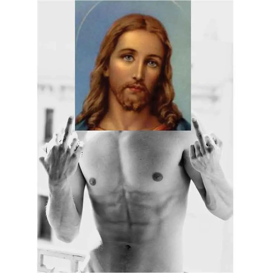 Naro Pinosa Jesus Finger Postcard 1