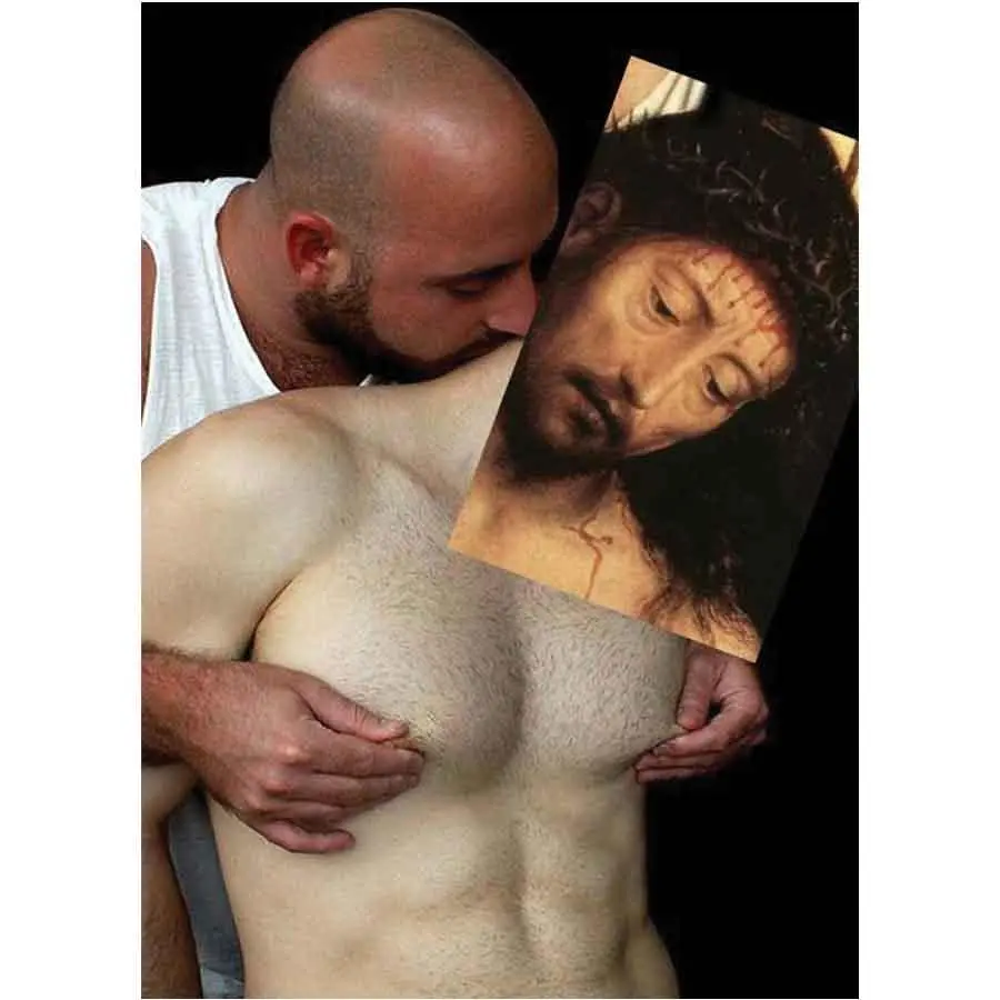 Naro Pinosa Jesus Nipple Play Postcard 1
