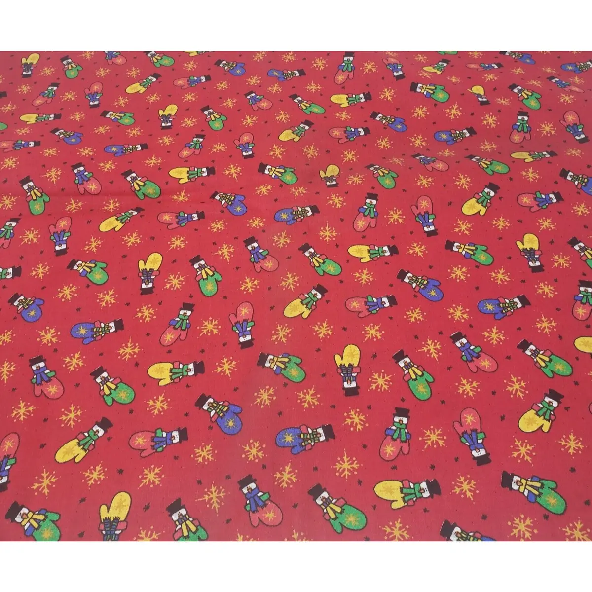 Vintage Trina's Little Bit Of Christmas Snowman Mittens Fabric 4 Yards Material 1