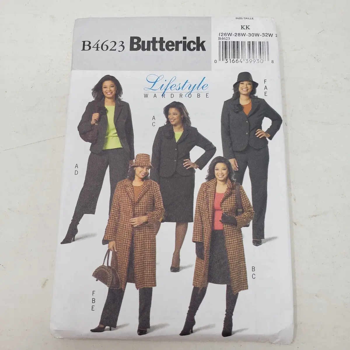 Butterick B4623 Sewing Pattern Jacket Skirt Pants Hat Plus Size 26W-28W-30W-32W 1