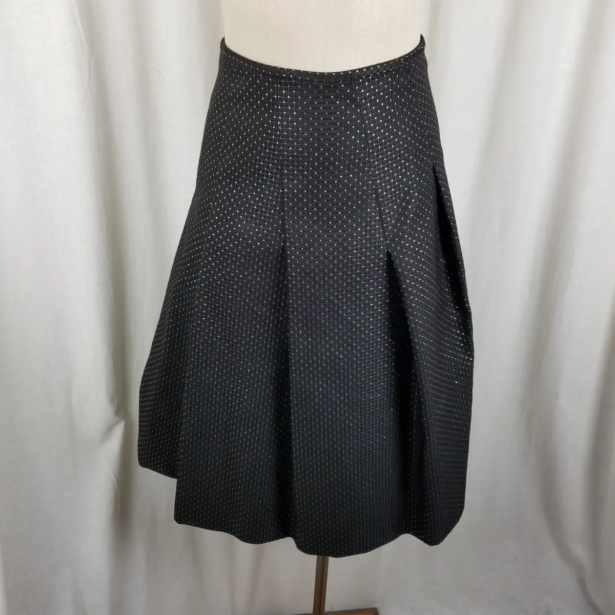 Martin Grant Paris Textured Pleated Short Twirl Skirt Womens M Gold Metallic 1