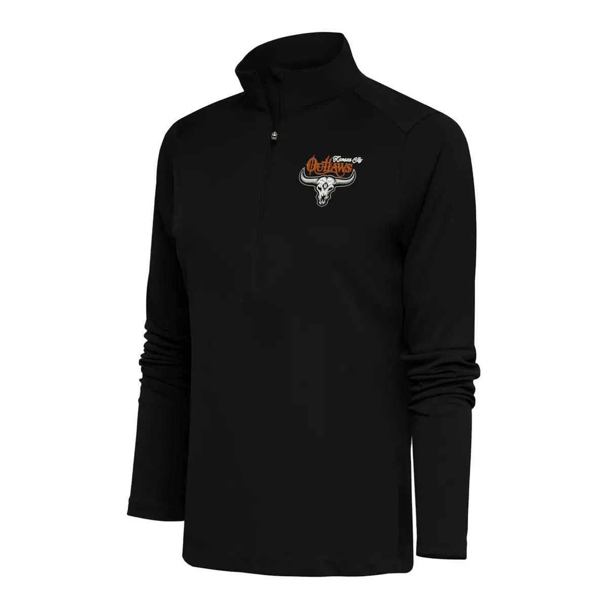 Pbr X Antigua Ladies Kansas City Outlaws Tribute 1/4 Zip Pullover - Black 1