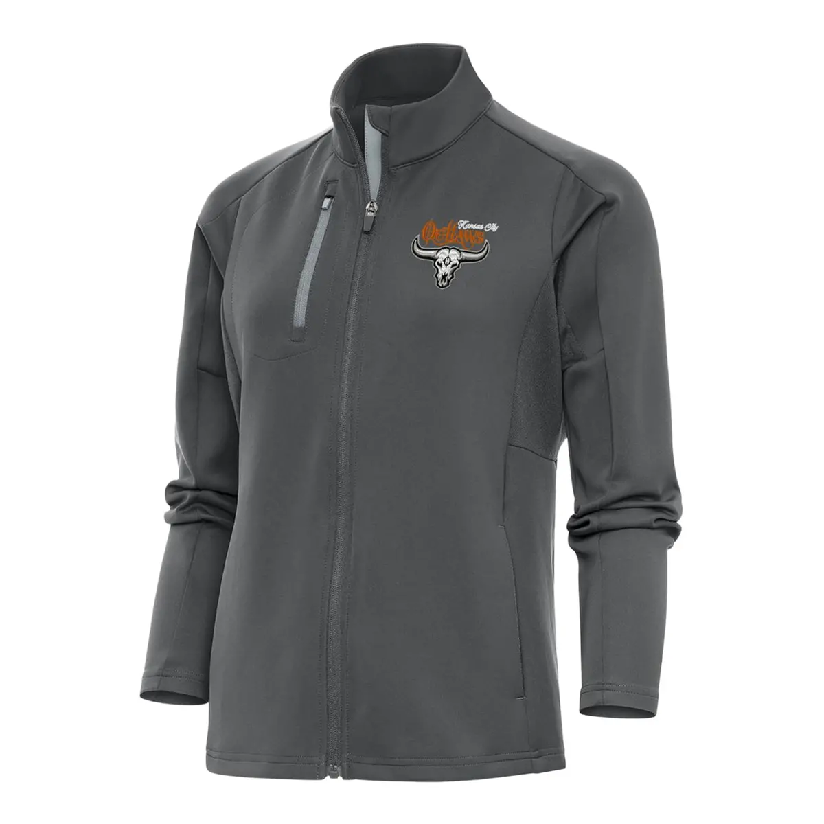 Pbr X Antigua Ladies Kansas City Outlaws Generation Full Zip Jacket - Silver 1