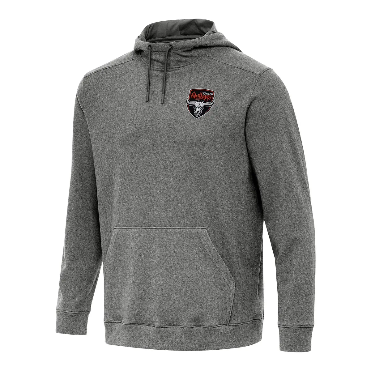 Pbr X Antigua Kansas City Outlaws Cloud Pullover Hoodie - Light Heather Black 1