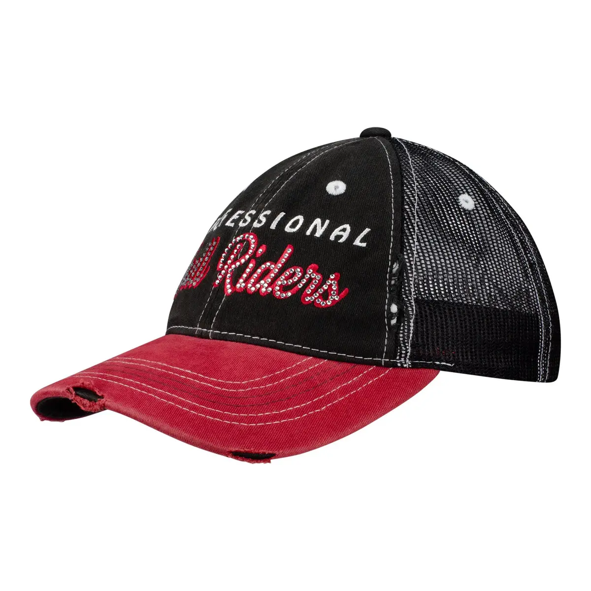 Pbr Ladies Rhinestone Hat - Black And Red 1