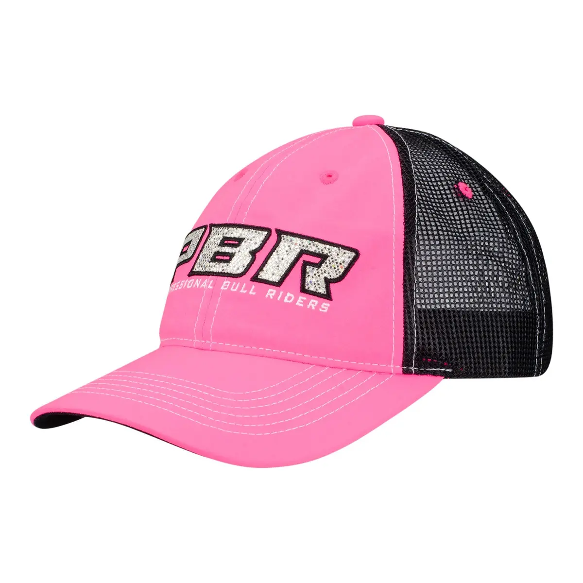 Pbr Ladies Pink Glitter Patch Hat - Pink And Black 1