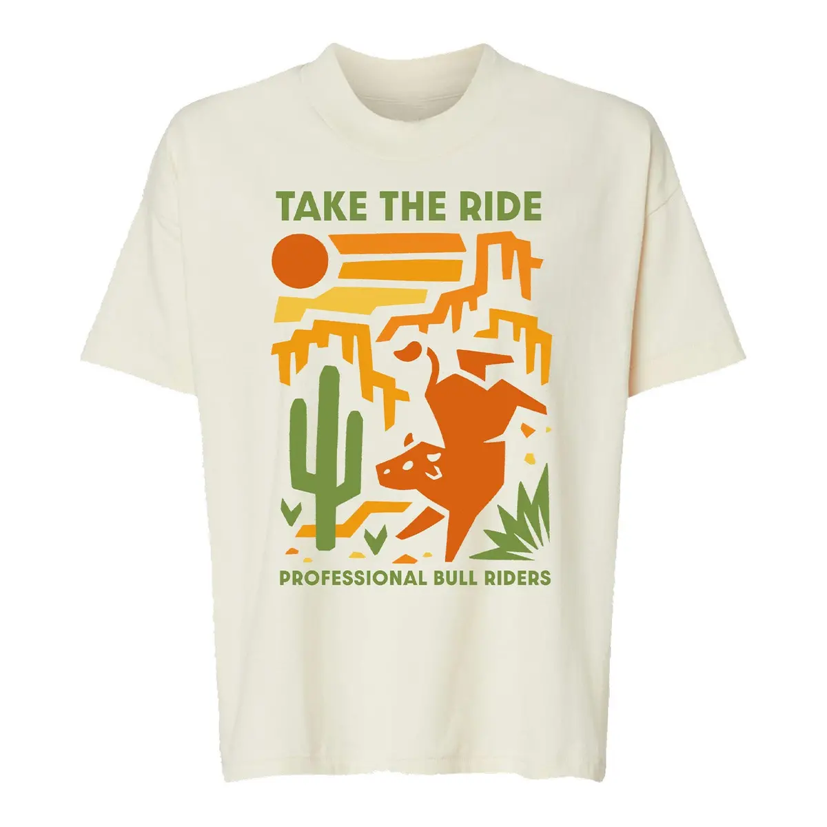 Pbr Take The Ride Desert Abstract Ladies T-Shirt - Tan 1