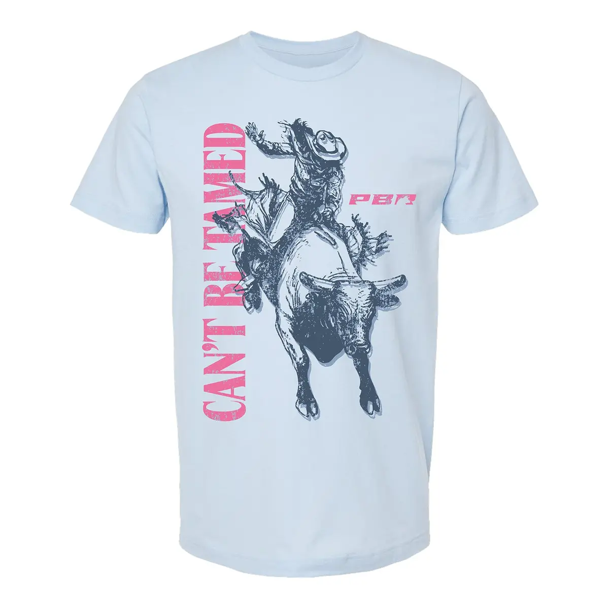 Pbr Ladies Can't Be Tamed Bucking Bull T-Shirt - Baby Blue 1