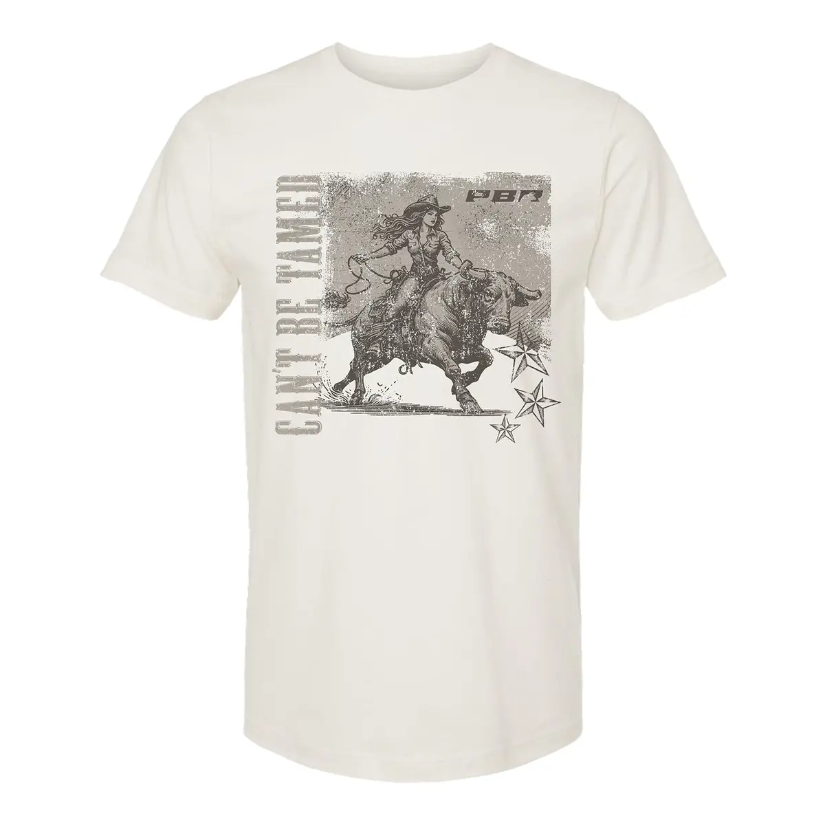 Pbr Ladies Cant Be Tamed Bull Rider T-Shirt - Vintage White 1